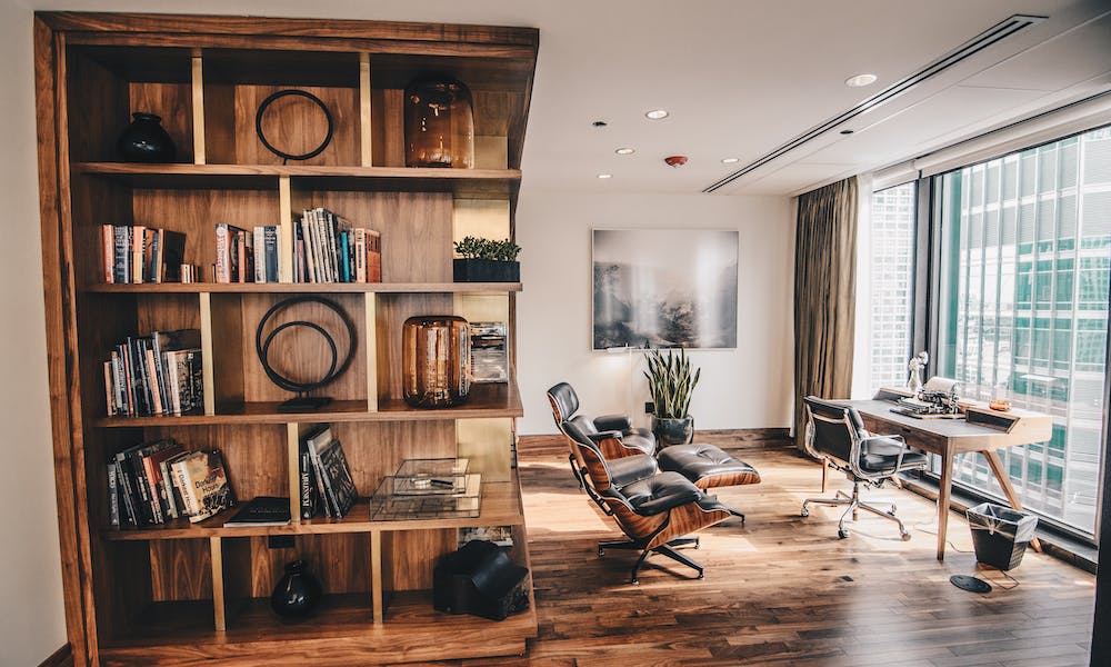 office with wooden floor